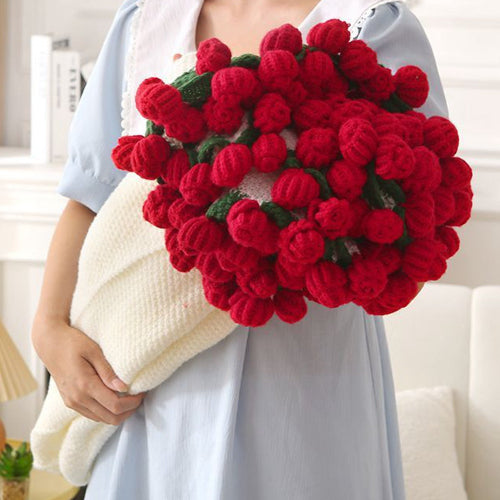 Couverture bouquet de roses rouges 160 cm 99 fleurs
