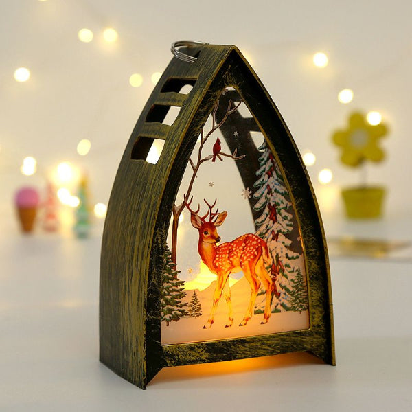 Lanterne de Noel triangulaire Bronze dore fauve