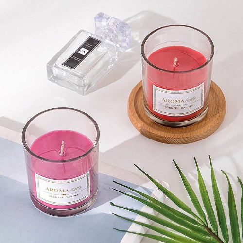 Porte bougie fruitée rose rouge