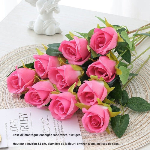 Rose Rose foncé 10 branches L= 5Ocm