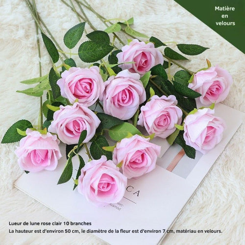 Rose clair de lune rose pâle 10 branches L= 5Ocm