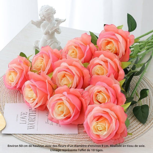 Rose soleil rose foncé 10 branches L= 5Ocm