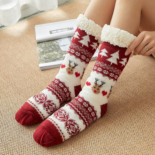 chaussette de noël rouge vin