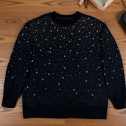 pull orne de cristaux a col rond
