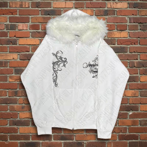 sweat shirt a capuche blanc