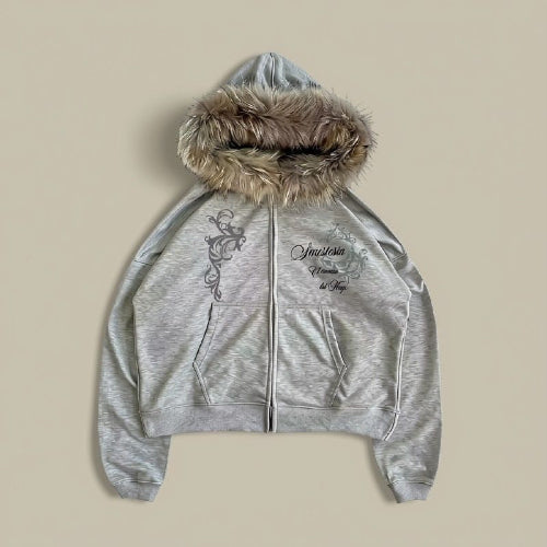 sweat shirt a capuche gris